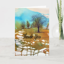 Tarjeta De Agradecimiento Tinta acuarela de árboles abstractos pintados