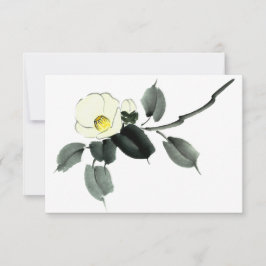 Tarjeta De Agradecimiento Tinta blanca camellia sumi y acuarela japonesa