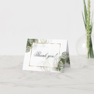 Tarjeta De Agradecimiento Tinta verde sabia silenciada de oro