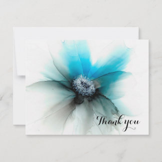 Tarjeta De Agradecimiento tintas de flores y alcohol azules