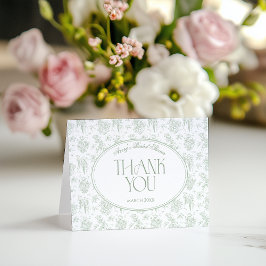 Tarjeta De Agradecimiento Tinte de Salvia Toile Floral Vintage Despedida de 