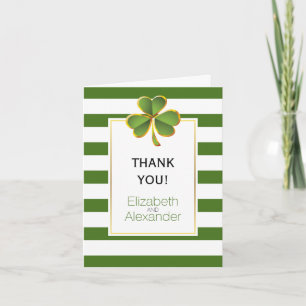 Tarjeta De Agradecimiento Tinte de trébol irlandés rayas blancas y verdes ta