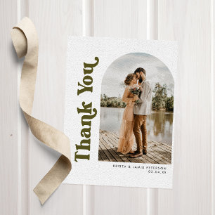 Tarjeta De Agradecimiento Tipo de arco y retro Boda de fotografía verde oscu
