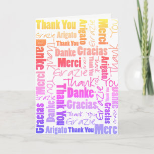 Tarjeta De Agradecimiento Tipografía arcoiris Multilingual Gracias Personali
