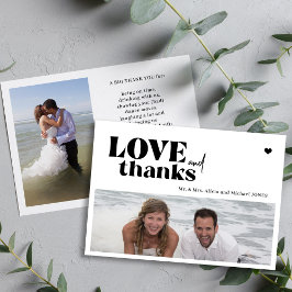 Tarjeta De Agradecimiento Tipografía casual divertida moderna 2 boda de foto
