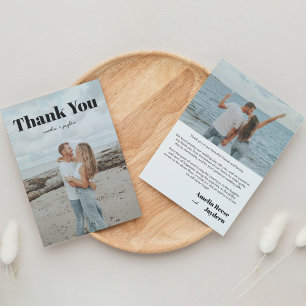 Tarjeta De Agradecimiento Tipografía clásica 2 Boda fotográfico