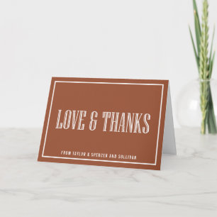 Tarjeta De Agradecimiento Tipografía Clásica Terracota Boda