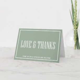 Tarjeta De Agradecimiento Tipografía Clásica Verde Salvia Boda
