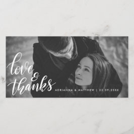 Tarjeta De Agradecimiento Tipografía de boda Amor y gracias | Foto de pareja