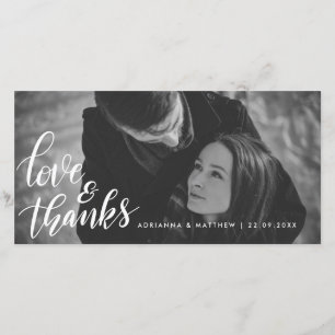 Tarjeta De Agradecimiento Tipografía de boda Amor y gracias Foto de pareja