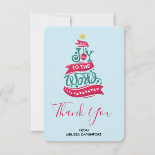 Tarjeta De Agradecimiento Tipografía de cita de Navidad 'Joy to the World'