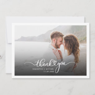 Tarjeta De Agradecimiento Tipografía de escritura de foto Boda de pareja