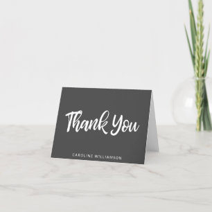 Tarjeta De Agradecimiento Tipografía de escritura en negro y blanco personal