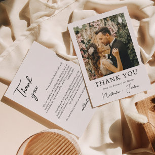 Tarjeta De Agradecimiento Tipografía de escritura simple Boda fotográfico bl