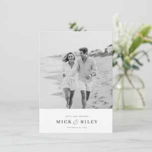Tarjeta De Agradecimiento Tipografía de Fotografía de Boda Moderna y Elegant