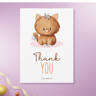 Tarjeta De Agradecimiento Tipografía de gato Naranja