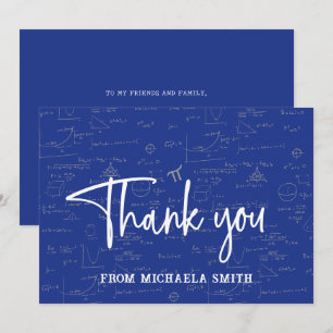 Tarjeta De Agradecimiento Tipografía de guión azul elegante graduación de ma