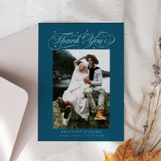 Tarjeta De Agradecimiento Tipografía de guión elegante con puntos Foto de bo