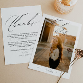 Tarjeta De Agradecimiento Tipografía de guión moderno Foto Graduación