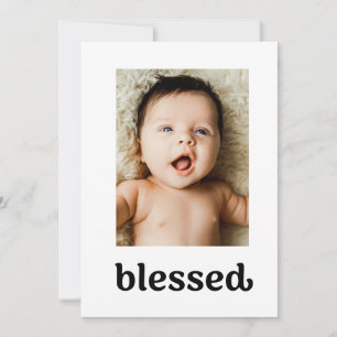 Tarjeta De Agradecimiento Tipografía de moda Blessed Cross Baby Baptism Phot
