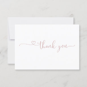 Tarjeta De Agradecimiento Tipografía de moda Elegante corazón rosado polvori