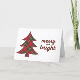 Tarjeta De Agradecimiento Tipografía de Navidades merry y brillantes tartán