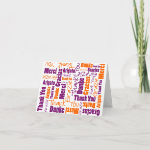 Tarjeta De Agradecimiento Tipografía de nube de palabras multilingüe de Nara