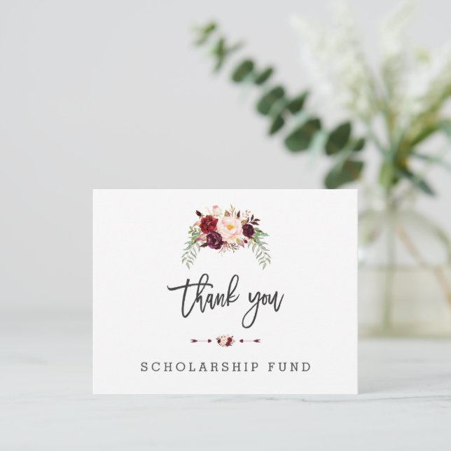Tarjeta De Agradecimiento Tipografía del Fondo de Becas Florales (Anverso de pie)