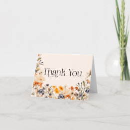 Tarjeta De Agradecimiento Tipografía elegante acuarela flores silvestres de