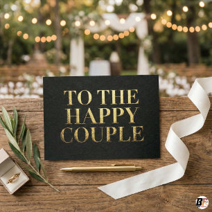 Tarjeta De Agradecimiento Tipografía elegante en negro y dorado para la feli
