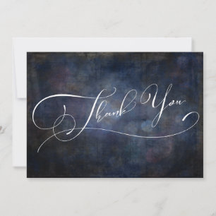 Tarjeta De Agradecimiento Tipografía elegante moderna Navy Grunge Bokeh