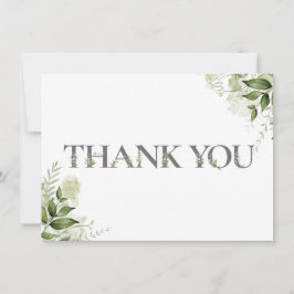 Tarjeta De Agradecimiento Tipografía floral de verde personalizada