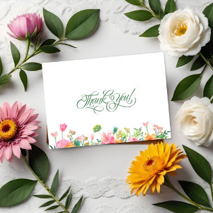 Tarjeta De Agradecimiento Tipografía floral simple de primavera