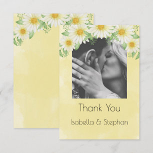 Tarjeta De Agradecimiento Tipografía fotográfica floral de color blanco Dais