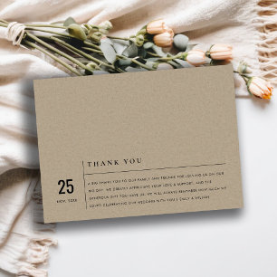 TARJETA DE AGRADECIMIENTO TIPOGRAFÍA KRAFT RÚSTICA MODERNA MÍNIMA PARA BODA