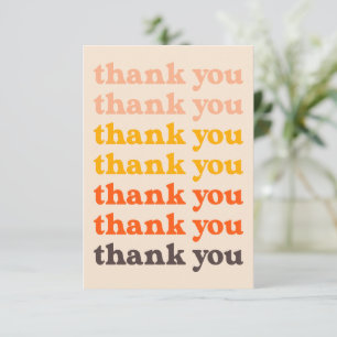 Tarjeta De Agradecimiento Tipografía Melocotón y Naranja Simple Retro Años 7