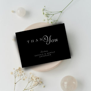 Tarjeta De Agradecimiento Tipografía Mínima y Elegante de Boda en Blanco y N