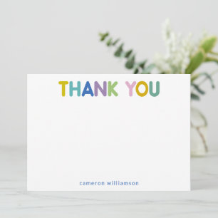 Tarjeta De Agradecimiento Tipografía Minimalista Arcoíris con Nombre Persona
