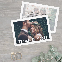 Tarjeta De Agradecimiento Tipografía minimalista de deco simple 2 Boda de fo