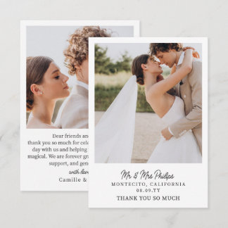 Tarjeta De Agradecimiento Tipografía minimalista sencilla para foto de boda