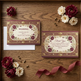 Tarjeta De Agradecimiento Tipografía Moderna Antigua Boda Ornata de Oro Suav