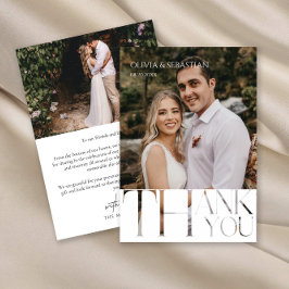 Tarjeta De Agradecimiento Tipografía moderna Boda de texto sobre la superpos