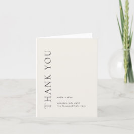 Tarjeta De Agradecimiento Tipografía Moderna Boda Elegante Beige
