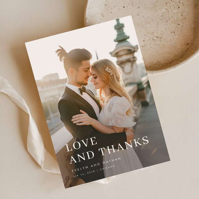 Tarjeta De Agradecimiento Tipografía moderna Boda simple de fotografía super (Subido por el creador)