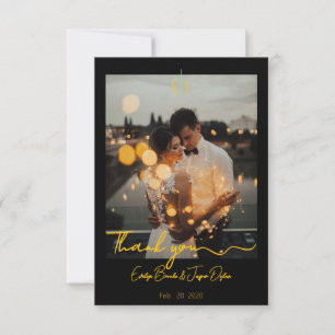 Tarjeta De Agradecimiento Tipografía moderna de color negro premium