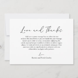 Tarjeta De Agradecimiento Tipografía moderna elegante boda