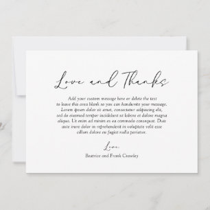 Tarjeta De Agradecimiento Tipografía moderna elegante boda