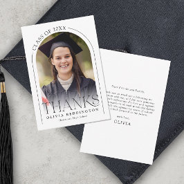 Tarjeta De Agradecimiento Tipografía Moderna Foto Arco Graduación