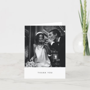 Tarjeta De Agradecimiento Tipografía Moderna Minimalista Foto Boda Doble