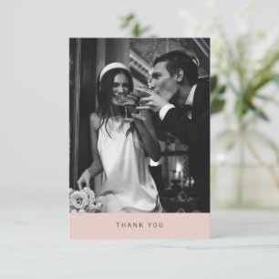 Tarjeta De Agradecimiento Tipografía moderna minimalista foto boda rosa